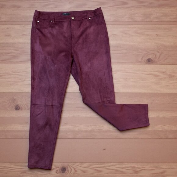 E39 by Eric Size 14 Purple Faux Suede Stretch Alligator Pattern 5-Pocket Pants - Picture 1 of 8